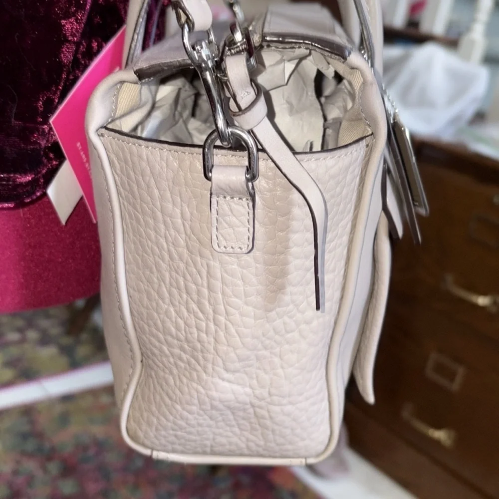 Coach Bleecker  mini Riley Satchel Crossbody bag  leather  gray/taupe excellent